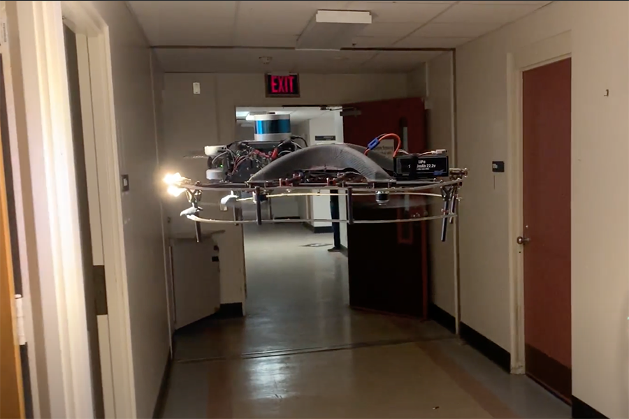Aerial robot in hallway